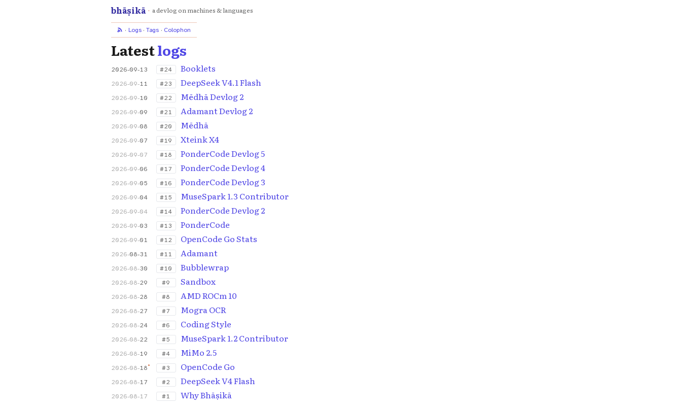Screenshot of the Bhāṣikā website captured by headless firefox